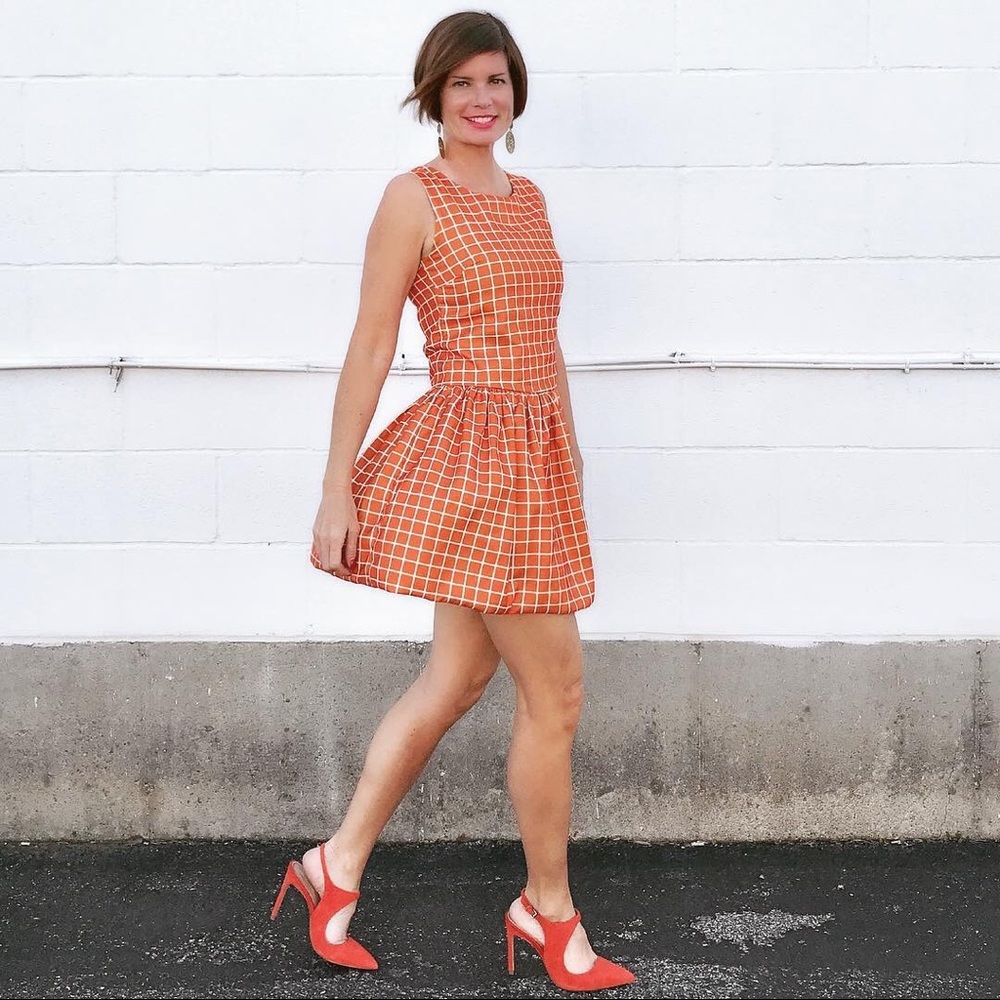 NWT FUN AND FLIRTY ORANGE PLAID DRESS